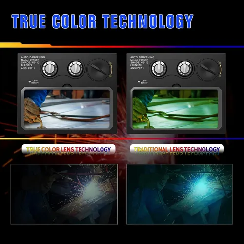Miniatura 3 de TRQWH - Casco de soldar con luz, color real, oscurecimiento automático, cascos de soldadura para hombres, con energía solar, con capucha