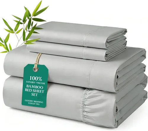 MURT Pure Bamboo, juego de sábanas tamaño King de 100% viscosa de bambú, 400 hilos, refrescante y suave como la seda, certificado Oeko-TEX, bolsillo