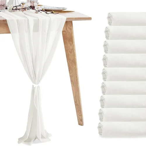 Miniatura 14 de Paquete de 10 Caminos de Mesa de Gasa Rosa Bebé de 10 Pies para Boda, Camino de Mesa de Tul Romántico Transparente para Navidad, Boda, Novia, Fiesta