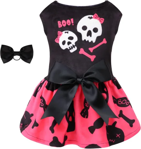CuteBone - Vestido de terciopelo para perros pequeños, para cachorros, ropa rosa para perros, CVA02XXS-D