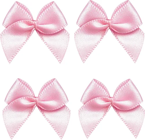 VIVIQUEN 50 mini lazos de satén de cinta de flores de 0.984 in x 1.024 in, apliques de bricolaje para costura, álbumes de recortes, boda, regalo