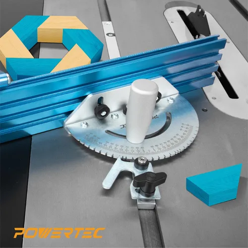 Miniatura 8 de POWERTEC Sistema de calibre de inglete de sierra de mesa de precisión con 27 topes angulares y barra de inglete ranurada en T de 3/4 x 3/8 pulgadas