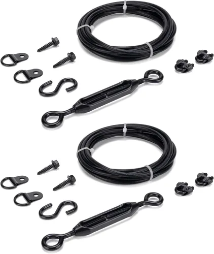 HILLMASTER Kits de Puerta Anti-Combadura Duraderos para Cerca de Madera, Kit de Cable de Soporte de Puerta en Zinc, Kit de Puerta de Cerca Negro