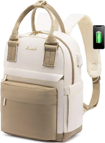 LOVEVOOK Mini mochila para mujeres y niñas, mochila pequeña con puerto USB, linda mochila de moda para el trabajo, viajes y la escuela, caqui y