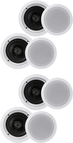 Miniatura 10 de Pyle - Sistema de dos altavoces de 16,5 cm de montaje empotrado en pared o techo, de 2 vías, con conexiones rápidas de resorte, cono doble