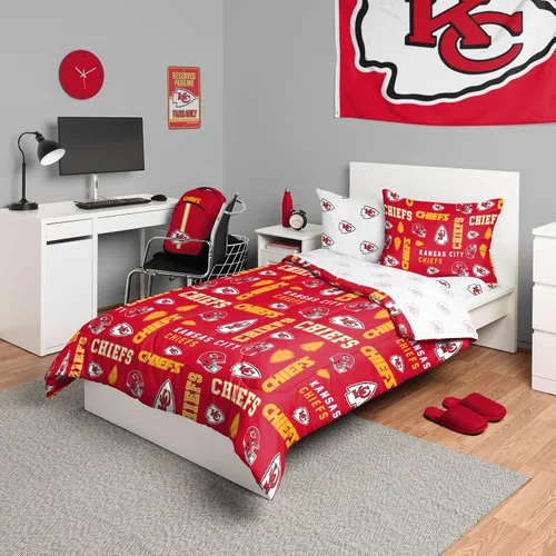 Miniatura 12 de FOCO Juego de ropa de cama unisex para adultos con logotipo del equipo de la NFL, sábanas y fundas de almohada, juego de ropa de cama de 5 piezas