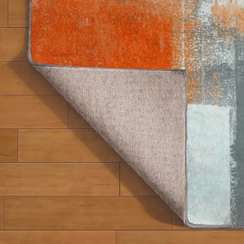 Miniatura 4 de LOKMU Alfombras antideslizantes de arte abstracto naranja y gris blanco para decoración del hogar, alfombra para aula, sala de estar, dormitorio
