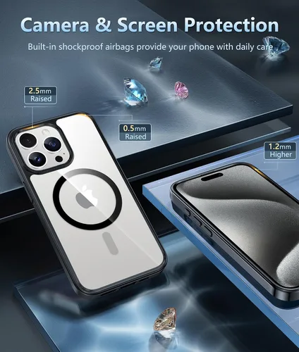 Miniatura 1766 de FNTCASE Funda para iPhone 13 Pro-Max: Fundas magnéticas transparentes compatibles con Magsafe Slim anti amarillamiento protección contra caídas