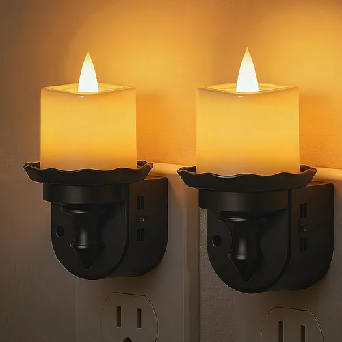 Miniatura 16 de L LOHAS LED - Luz de noche en forma de vela sin llama, luz nocturna enchufable, sensor de crepúsculo a amanecer regulable con rotación de 350°