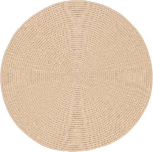 SAFAVIEH Alfombra trenzada Collection – Alfombra redonda de 3 pies, color beige, hecha a mano, casa de campo, ideal para zonas de alto tráfico en