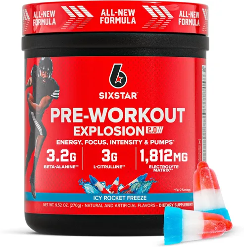 Six Star Pre-Workout en polvo para hombres y mujeres, ICY Rocket Freeze (30 porciones) - Mezcla de bebida en polvo energético Preworkout Explosion