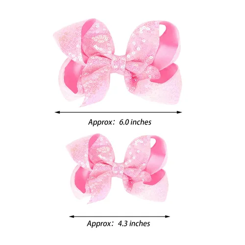 Miniatura 2 de Lazos para el cabello de lentejuelas, 4 lazos con purpurina brillante con pinza para el pelo de cocodrilo para niñas pequeñas, niños y adolescentes