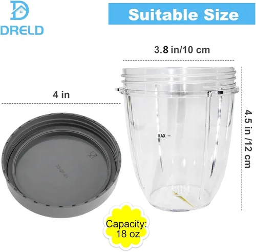 Miniatura 3 de Vasos de licuadora de repuesto para licuadora Nutribullet de 18 onzas con tapa, compatible con Nutribullet 600 W 900 W licuadora exprimidor