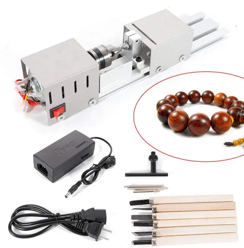 Mini torno de madera máquina de torno de bricolaje mecanizado para mesa de carpintería de madera, herramienta de bricolaje, torno de molienda de