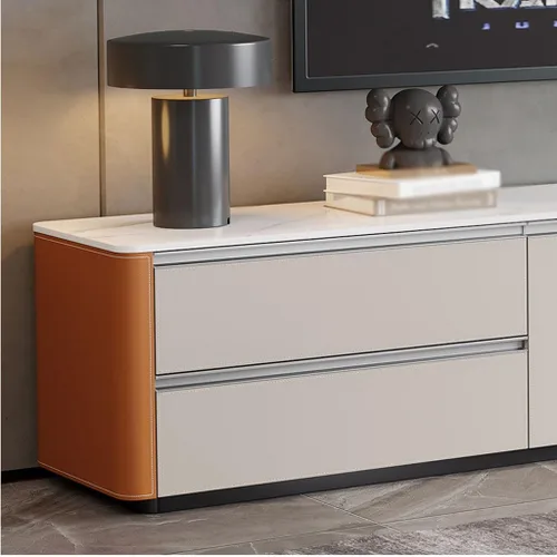 Miniatura 4 de TV Cabinet Stand TV Stand Home Audio-Visual Cabinet Living Room Entertainment Center Leather Storage Cream Style Floor(180 * 40 * 45cm)