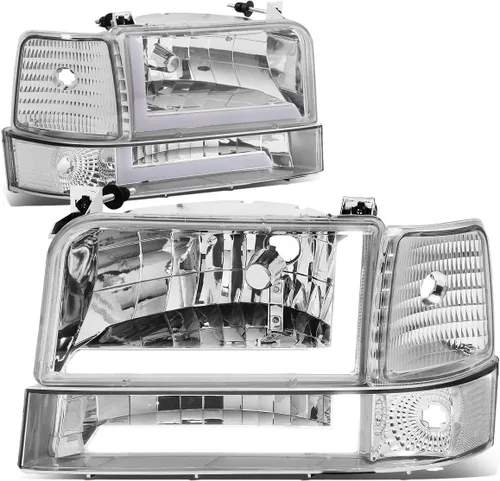Miniatura 8 de DNA MOTORING Par de faros delanteros de barra de luz LED dual compatibles con 92-96 F150 F250 F350 Bronco, negro/ámbar, HL-LB-F15092-6P-BK-AM