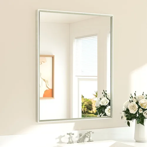 Miniatura 57 de TETOTE Espejo de Baño Dorado de 16" x 20" Latón Dorado Cepillado Rectangular con Marco Biselado Espejo de Tocador de Baño para Sobre el Lavabo