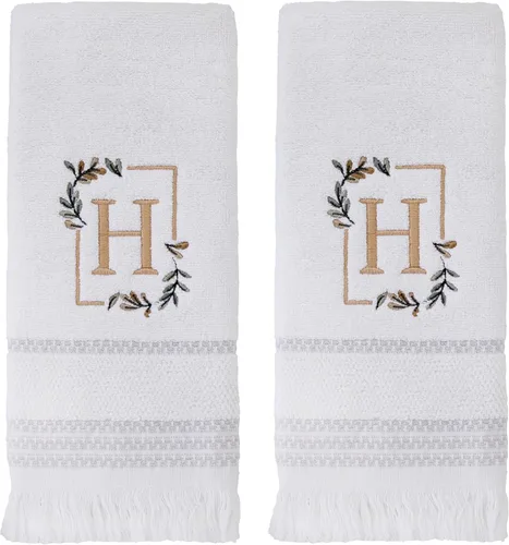 Miniatura 43 de SKL Home Toalla de baño casual con monograma, S, 28 x 54 pulgadas, color blanco