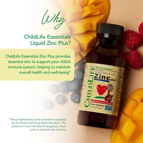 Miniatura 3 de ChildLife Essentials Liquid Zinc Plus para niños y niños pequeños, suplemento líquido, gluconato de zinc y cobre para apoyo inmunológico, minerales