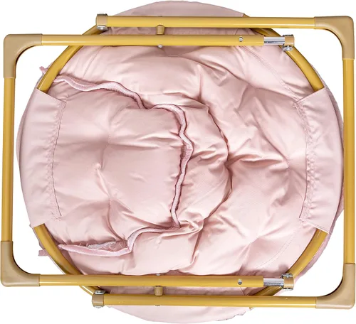 Miniatura 7 de Flash Furniture Silla Mini Plegable y Acogedora Gwen para Niños - Silla Lunar de Pelo Sintético Color Rosa Claro - Estructura de Metal Dorado Suave