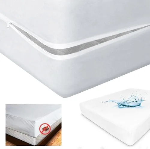 Miniatura 4 de Protector de colchón con cremallera impermeable funda de cama tamaño Queen lavable