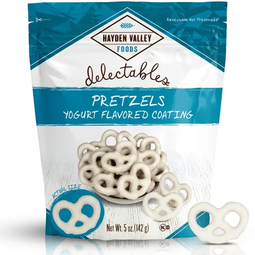 Miniatura 36 de Hayden Valley Foods Pretzels cubiertos con sabor a yogur de arándanos Bolsas de 5 onzas (paquete de 3) Sin sabores artificiales, conservantes