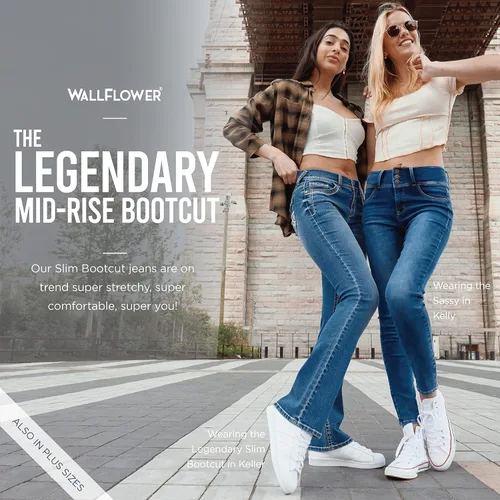 Miniatura 8 de WallFlower Pantalones de mezclilla para mujer Legendary Bootcut Insta Stretch Juniors (estándar y Plus)