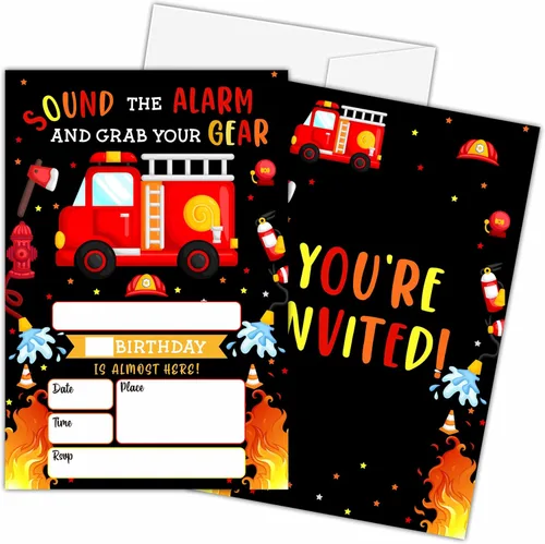 Miniatura 9 de Invitaciones de primer cumpleaños de pesca con sobres, 20 piezas de invitaciones para fiesta de cumpleaños de niños con texto en inglés «Our Little