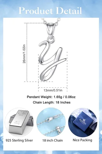 Miniatura 133 de EUDORA Collares de plata esterlina con inicial para mujer, regalos clásicos de 26 letras sin cuello para niñas, hermana, madre hija, cadena de 18
