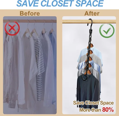 Miniatura 4 de Paquete de 8 perchas para ahorrar espacio, ahorro de espacio, almacenamiento inteligente de plástico, organizador de ropa y almacenamiento