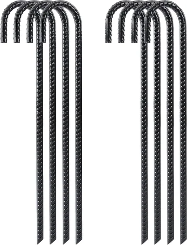 Miniatura 7 de FEED GARDEN Paquete de 8 estacas de barra de refuerzo de 12 pulgadas, gancho en J resistente, estacas galvanizadas para tienda de campaña, anclajes