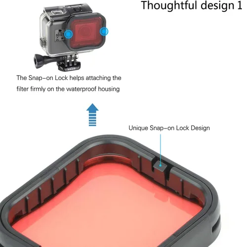 Miniatura 5 de SOONSUN Paquete de 3 filtros de buceo para GoPro Hero 5 6 7 Black Super Suit - Filtro rojo, rojo claro y magenta - Mejora los colores para diversas