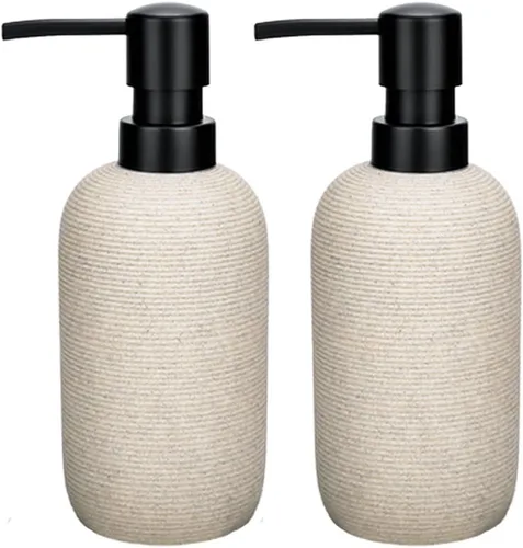 Miniatura 11 de 1 dispensador de jabón de manos, dispensador de jabón líquido de resina texturizada de arenisca para encimera de baño, dispensador de jabón