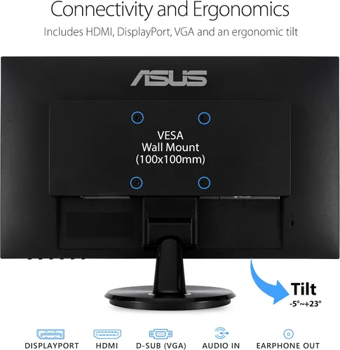 Miniatura 2 de ASUS Monitor de escritorio de 24 pulgadas - 1080P Full HD, 75Hz, IPS, sincronización adaptativa/FreeSync, cuidado de los ojos, HDMI DisplayPort VGA
