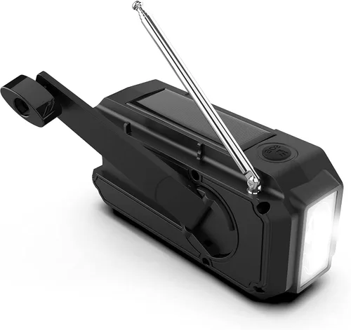 Miniatura 4 de Kaito V5 Radio de emergencia – Panel solar y manivela – Linterna LED – Radio meteorológica Voyager Mini NOAA – Radio AM/FM Batería recargable (negro)