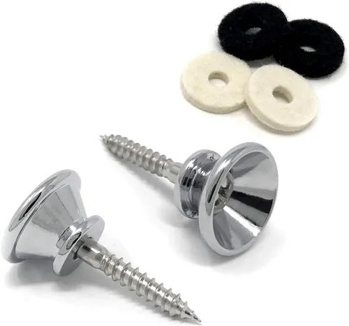 Botones de correa de guitarra cromada de gran tamaño, 0.669 in, ajuste universal para guitarra acústica y eléctrica y bajo (2) con tornillos y