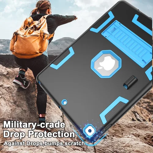 Miniatura 5 de Funda para iPad de 9ª/8ª/7ª Generación de 10.2", Cuerpo Completo Resistente de Servicio Pesado a Prueba de Golpes Anti Rayones Cubierta (Negro Azul)