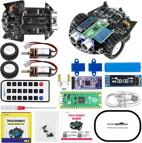 Yahboom Raspberry Pi Pico2 Smart Robot Car Starter Programación Robot Kit DIY MicroPython Electrónica Científica Programación Proyecto Kit