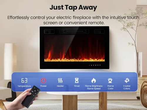 Miniatura 6 de Chimenea eléctrica de inserción Realsmart de 30" 1500W, chimeneas de pared montadas, calentadores empotrados, aptas para 2 X 6 stub, control remoto
