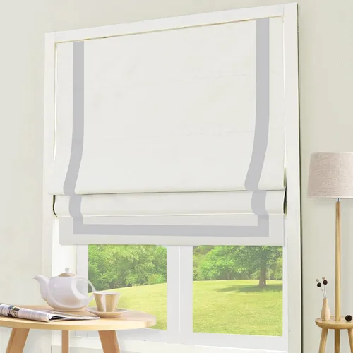 Miniatura 7 de DEJAVU Persianas romanas de bambú inalámbricas, opacas con filtro de luz para ventanas de interior, persianas tejidas naturales con cenefa