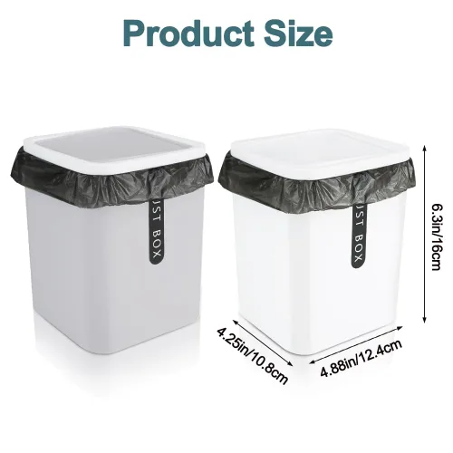 Miniatura 2 de 2 mini basureros con tapa, mini papelera de plástico con 5 rollos de bolsas de basura, pequeño cubo de basura de escritorio para cocina, baño