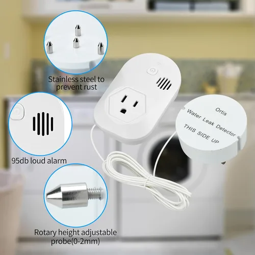 Miniatura 4 de Ortis Detector de fugas de alarma de agua, alarma fuerte de 95 dB, evita inundaciones graves y daños por agua