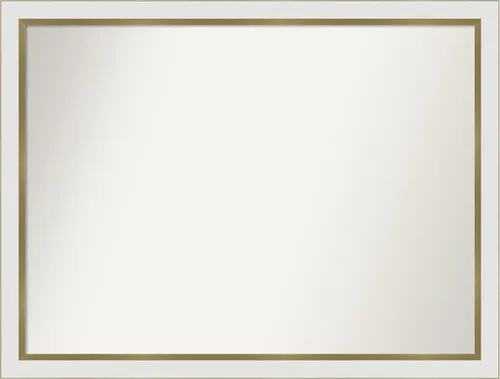 Miniatura 536 de Amanti Art Espejo de baño blanco para sobre el fregadero, 30 x 35 pulgadas, espejo de tocador rectangular estrecho de Eva de oro blanco, marco