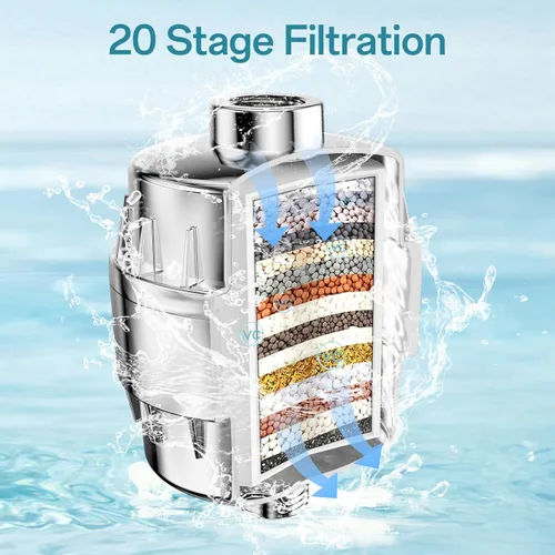 Miniatura 7 de Filtro de ducha de 20 etapas para agua dura, elimina el cloro, metales pesados y otras impurezas, mejora el vello de la piel, se adapta a la mayoría
