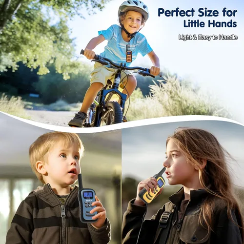 Miniatura 6 de QUOLIX Walkie Talkies para niños, paquete de 2 unidades, juguetes recargables para niños de 3 a 12 años, Walkie Talkie de largo alcance con 22