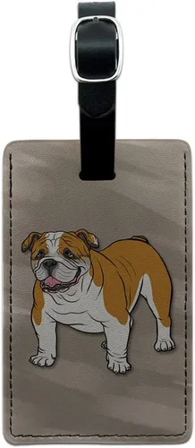Graphics & More Maleta de mano con etiqueta de identificación de equipaje de cuero para perro Bulldog inglés, Multicolorido, Bulldog Inglés - Maleta