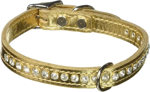 Miniatura 34 de Collar de perro de cuero y cristales de OmniPet Signature, cuero de grano de violeta africana de avestruz, se ajusta a un tamaño de cuello de 6"-8