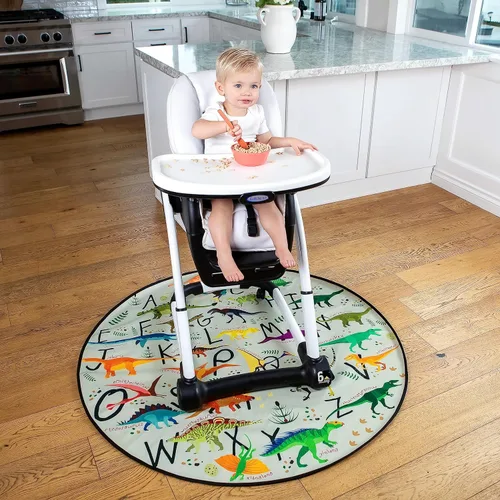 Miniatura 8 de Alfombrilla antisalpicaduras para bebé, tapete para debajo de la silla alta que protege la madera, el vinilo y la alfombra de derrames, paquete