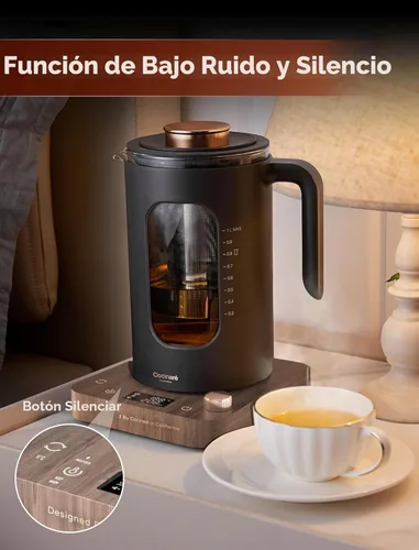 Miniatura 7 de Hervidor Eléctrico de Té, INTASTING - Hervidor Eléctrico de Vidrio con Infusor de Té y Control de Temperatura Preciso, 1200W de Calentamiento Madera