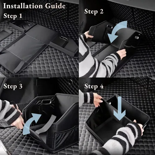 Miniatura 7 de Organizador de almacenamiento para automóvil – Contenedor compacto de cuero PU para maletero, asiento delantero, asiento trasero y piso del automóvil